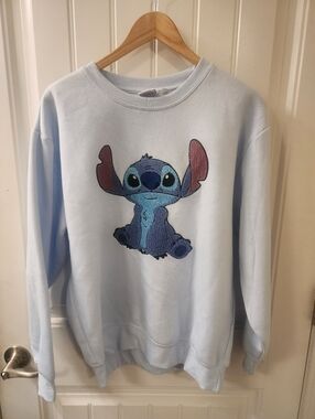 Disney Lilo & Stitch Sweatshirt Blue Crewneck Pullover Size L
